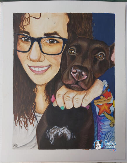 "Marjorie & Luna", 11"x14", Mixed-Media