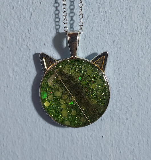 Pet fur and whiskers in Epoxy Resin (pendant)